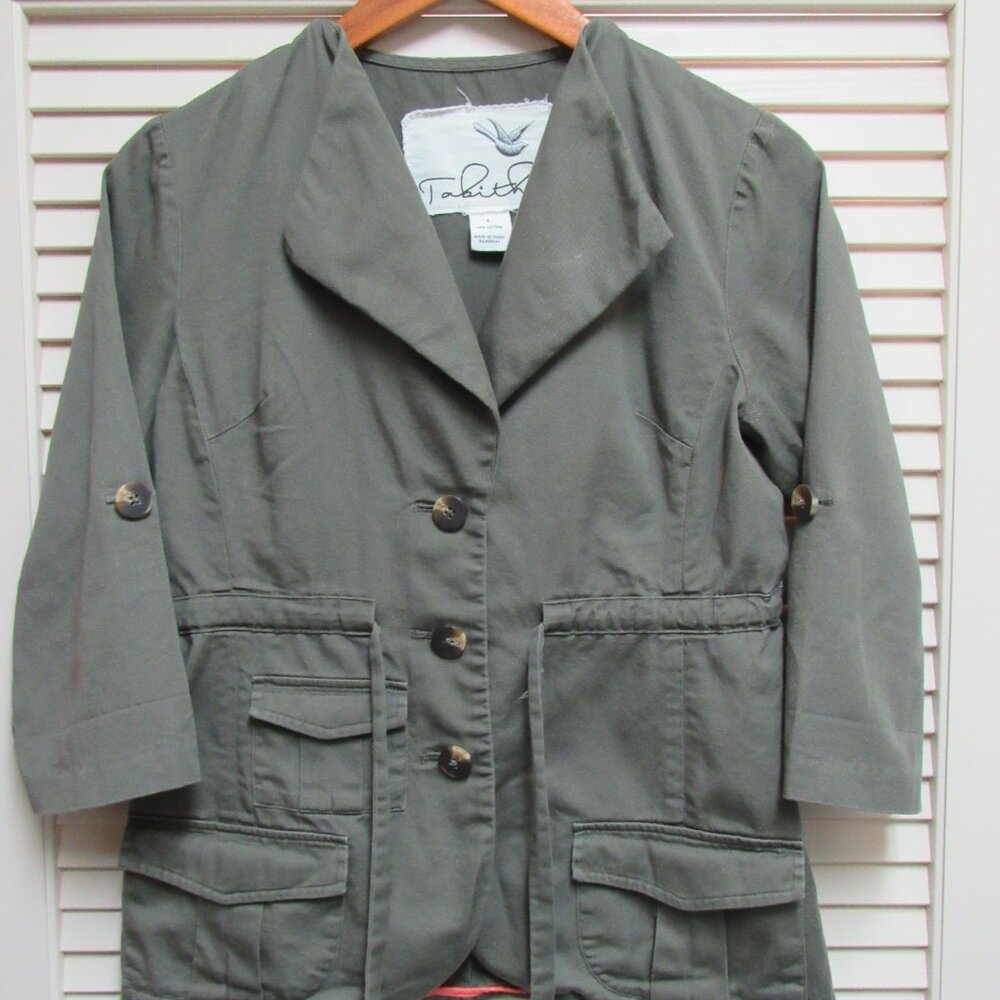 Tabitha Utility Jacket Womens Size 4 Olive Green Military Style Cotton Outdoor